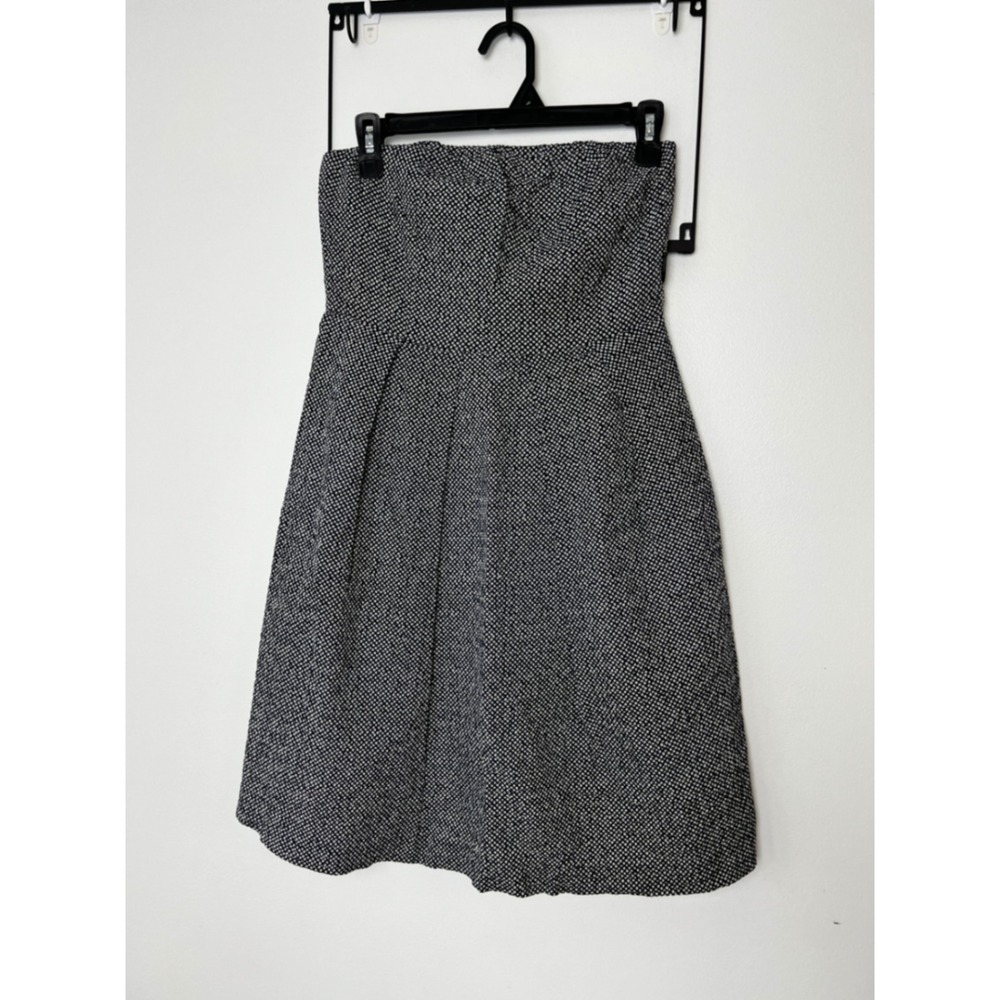 J.Crew Navy Blue White Polka Dot Strapless Cotton Mini Dress Pockets Size 2
